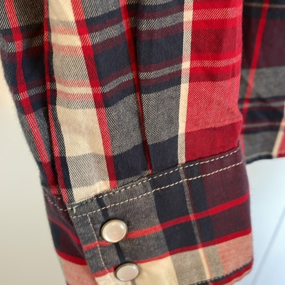 Men’s XXL Levi pearl snap Red/Blue Plaid Button down Shirt western cowboy rodeo - Picture 6 of 9